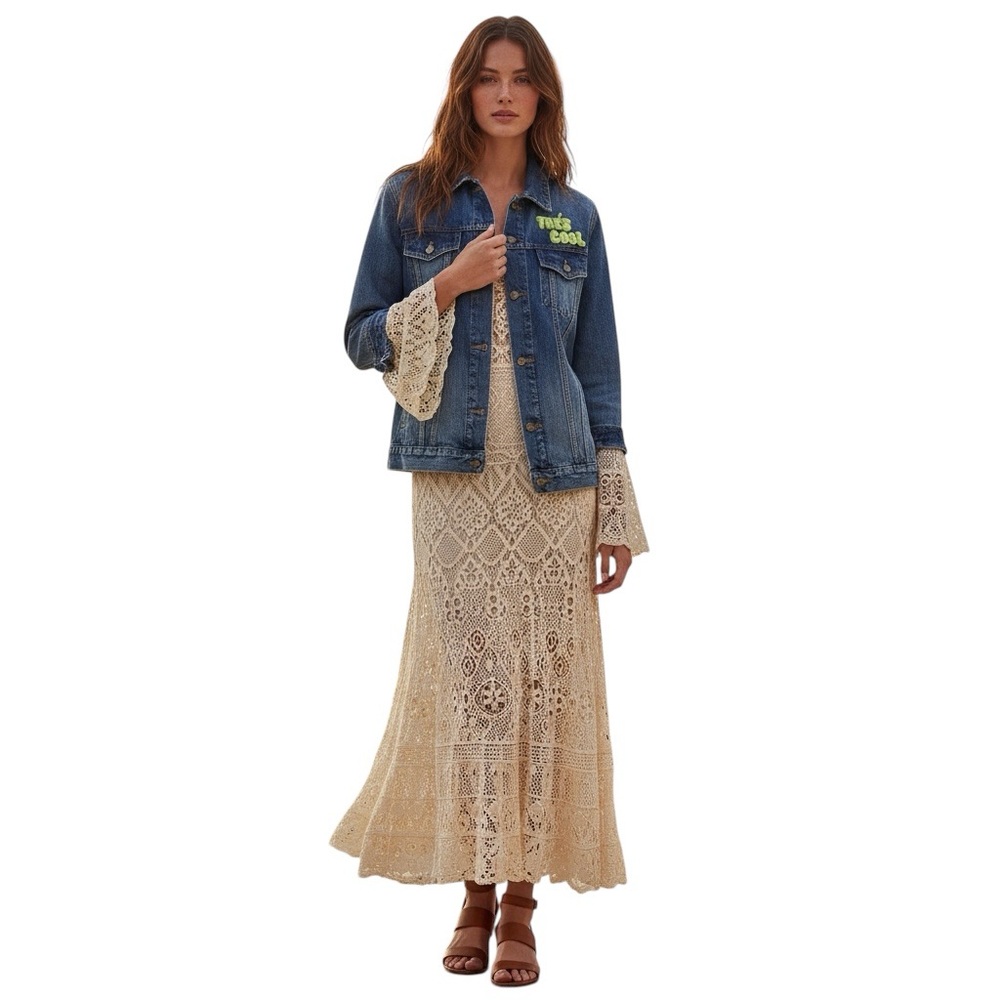 NWT Sandrine Rose x Free People ‘Tres Cool’ Oversized Denim Jacket Size XS